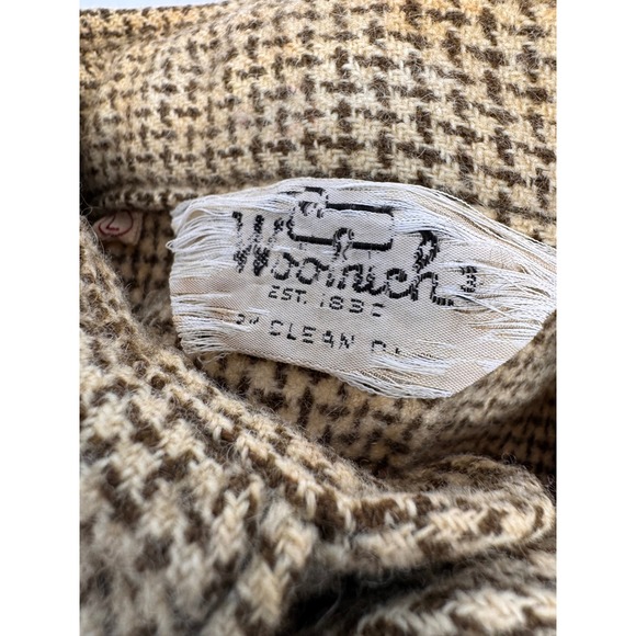 VTG Woolrich Wool Shirt Jacket Mens L Tan Houndstooth USA Made Shacket 12104 80s - Picture 5 of 5